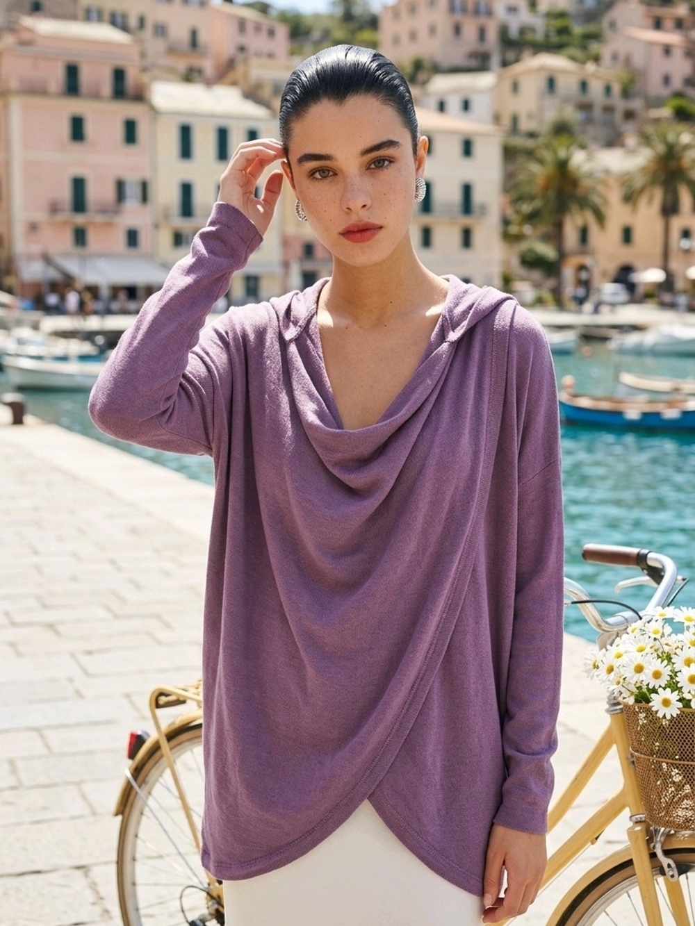Athleta Mauve Purple Cross-Front Hooded Sweatshirt